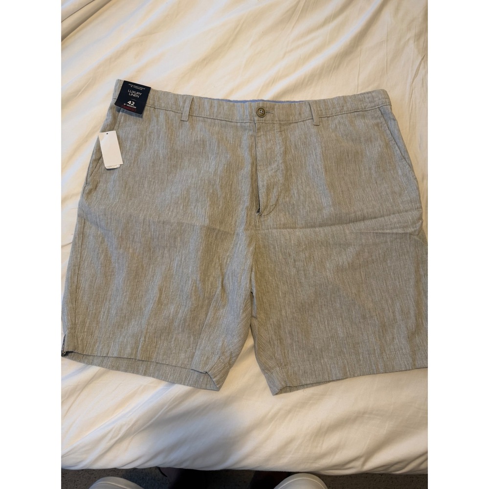 Roundtree & Yorke Mens Luxury Linen Cotton Shorts Size 42 Gray 9 Inseam NWT